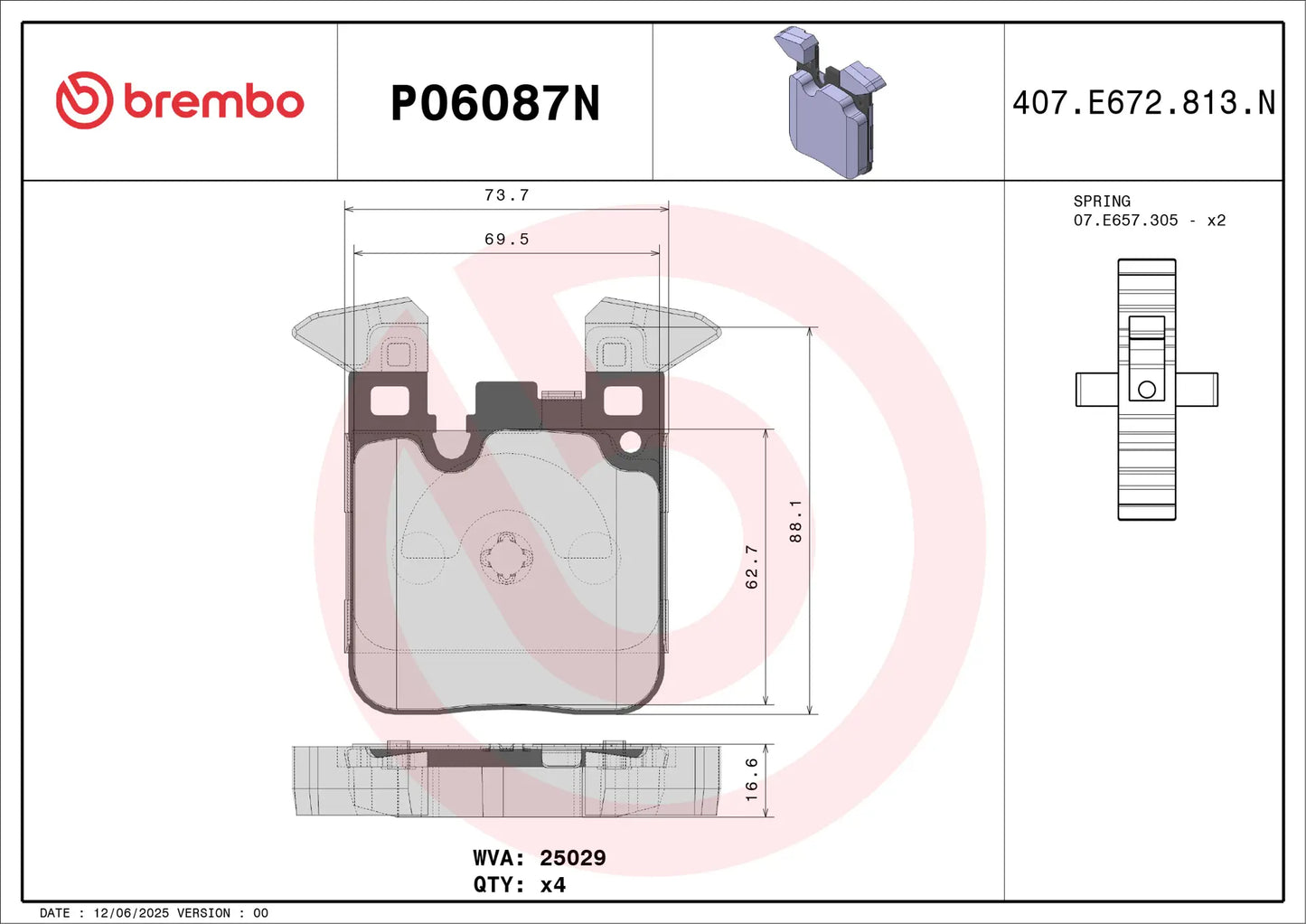 P06087N Prime Ceramic brake pad belongs to Brembo Premium Line