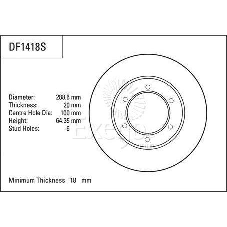 TRW Disc Brake Rotor 288mm x 18 Min