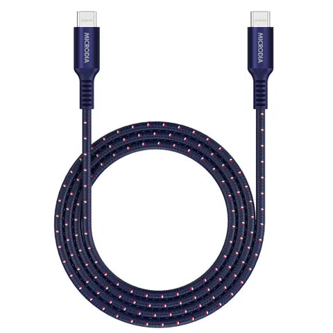 Microdia Executable Tweed 100W Power Delivery USB-C to USB-C Cable (1.3m, Navy)