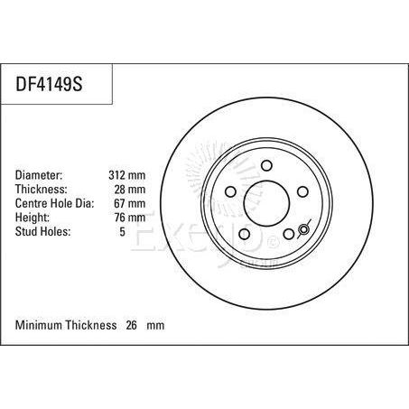 TRW Disc Brake Rotor 312mm x 26 Min