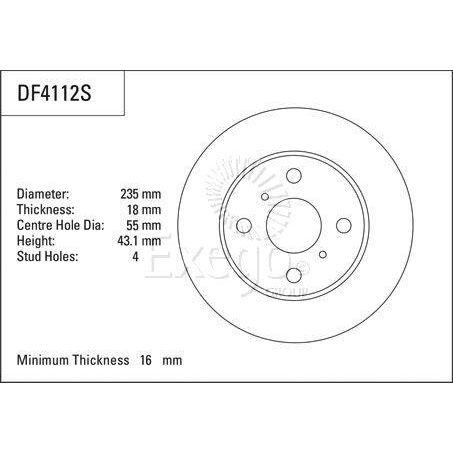 TRW Disc Brake Rotor 235mm x 16 Min