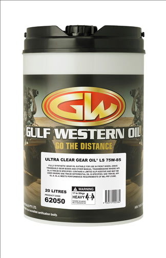Gulf Western ULTRA CLEAR GEAR OIL FULL SYNTHETIC 75W/85- 20L 62050