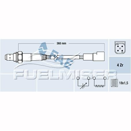 FUELMISER OXYGEN SENSOR DIRECT FIT 4 WIRE 360MM CABLE