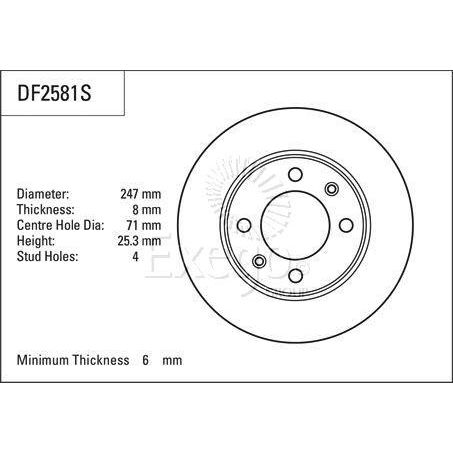 TRW Disc Brake Rotor 247mm x 6 Min