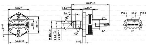 BOSCH FUEL RAIL PRESSURE SENSOR - 0261545053