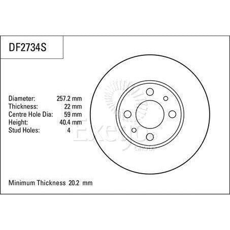 TRW Disc Brake Rotor 257mm 20.2 Min