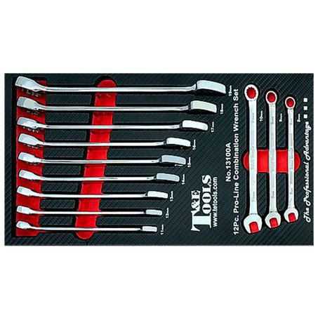 T & E TOOLS T&E Combination Wrench Set 12pc Pro Series Metric 8 - 19mm 13100A
