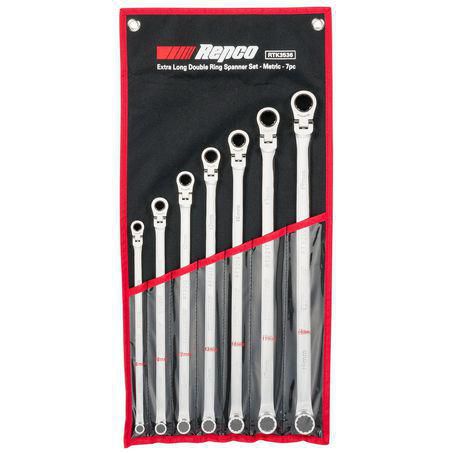 Repco 7 Pc Extra Long Double Ring Spanner Set Metric RTK3536