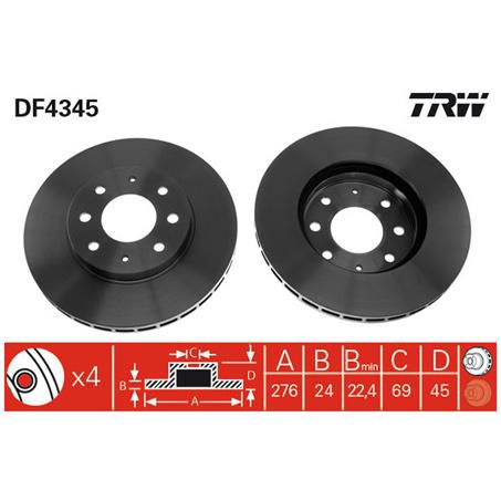 TRW Disc Brake Rotor 276mm x 22.4 min
