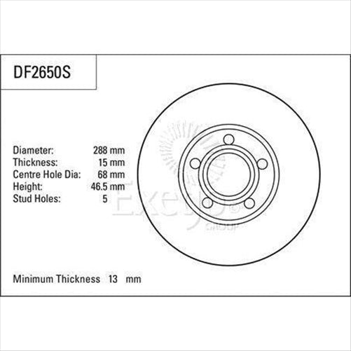 TRW Disc Brake Rotor 288mm x 13 Min