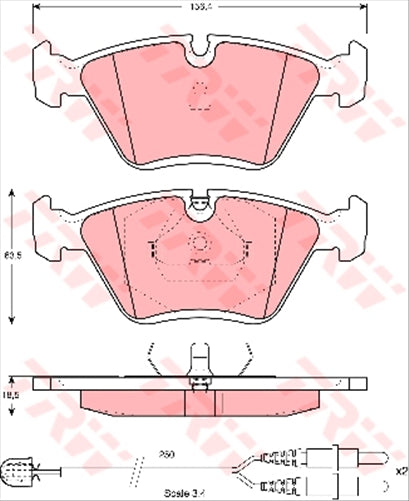 TRW Brake Pad Set Inc. Wear Sensor