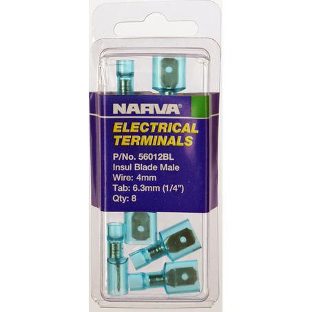 Narva Crimp Terminal Male Blade Blue Terminal Entry 6.3mm Poly Carbonate 8 P