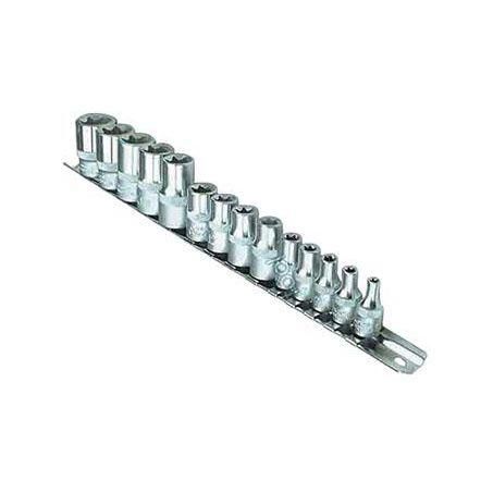 T & E TOOLS T&E 14 Piece Female Torx 1/4, 3/8 and 1/2 inch Socket Set on rail E1400