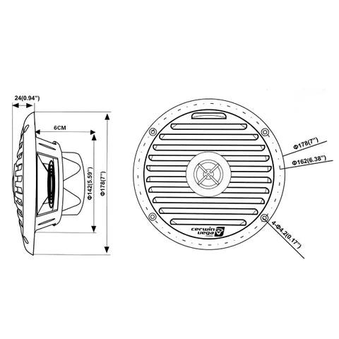Cerwin-Vega RPM XED 6.5" 2-Way Coaxial Marine Speakers | 250W RMS Pair (Marine Audio)