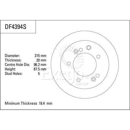 TRW Disc Brake Rotor 315mm x 18.4 Min