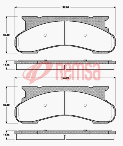 Remsa FRONT DISC BRAKE PADS - FORD F250 76-87 7054 E