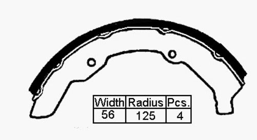 LPR BRAKE SHOE FRONT VW KOMBI 250 X 56MM