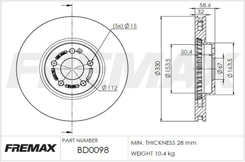 FREMAX BRAKE DISC FRONT EACH BD-0098