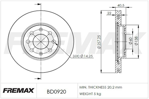 FREMAX BRAKE ROTOR VENTED PAIR FRONT BD-0920