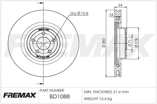 FREMAX BRAKE DISC FRONT EACH BD-1088