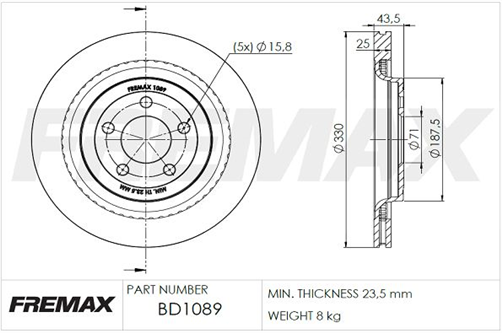 FREMAX BRAKE DISC REAR PAIR BD-1089