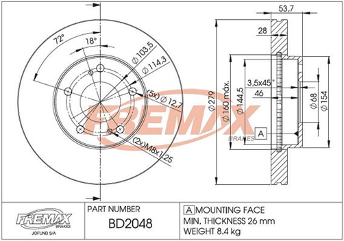 BRAKE ROTOR VENTED PAIR FRONT BD-2048