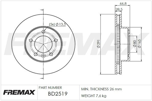 FREMAX BRAKE DISC FRONT PAIR JAGUAR SOVEREIGN BD-2519