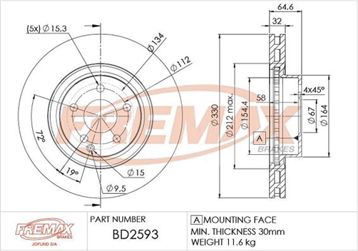 BRAKE ROTOR VENTED EACH FRONT BD-2593