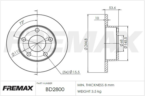 BRAKE ROTOR SOLID PAIR REAR BD-2800