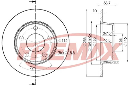 FREMAX BRAKE ROTOR SOLID PAIR REAR BD-2880