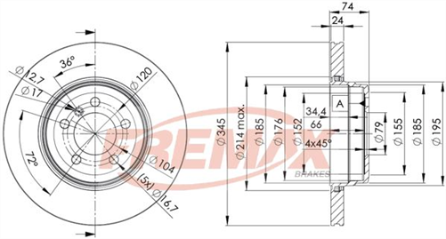 FREMAX BRAKE ROTOR VENTED EACH REAR BD-3409