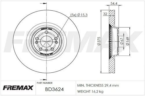 BRAKE ROTOR VENTED EACH FRONT BD-3624