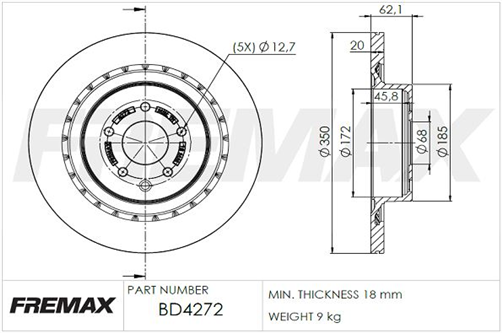 FREMAX BRAKE ROTOR VENTED PAIR REAR BD-4272