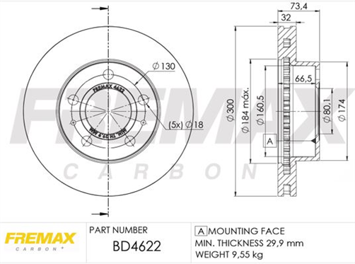 FREMAX BRAKE ROTOR VENTED PAIR FRONT BD-4622