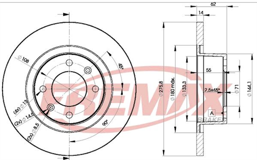 FREMAX BRAKE ROTOR SOLID PAIR REAR BD-4754