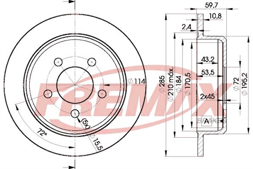 FREMAX CARBON PLUS BRAKE ROTOR REAR BD-5116