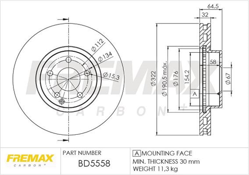 FREMAX BRAKE DISC FRONT EACH BD-5558