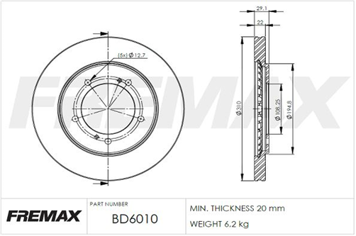 FREMAX BRAKE ROTOR SUZUKI GRAND VITARA FRONT PAIR BD-6010