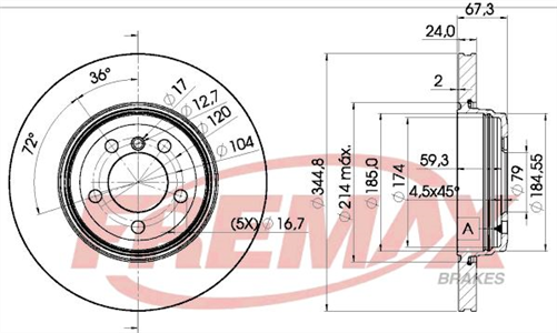 FREMAX BRAKE ROTOR VENTED EACH REAR BD-6129