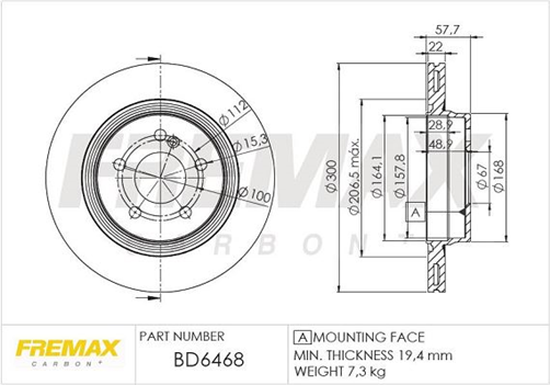 FREMAX CARBON+ (PAIR) MERC W204 REAR BD-6468