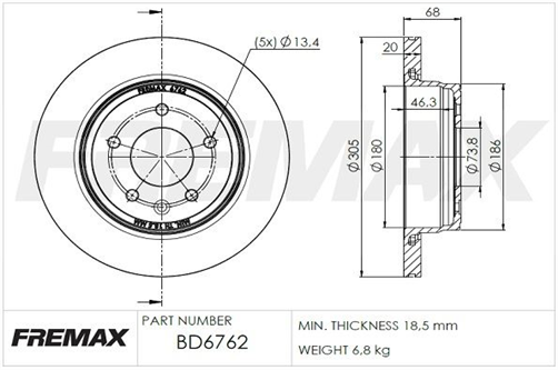 CARBON PLUS BRAKE ROTOR REAR PAIR BD-6762