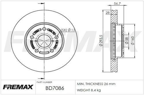 FREMAX CARBON+ FRONT ROTOR SUBARU LIBERTY PAIR BD-7086