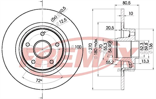 FREMAX BRAKE ROTOR SOLID EACH REAR BD-7898