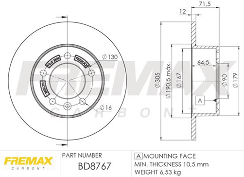 FREMAX BRAKE ROTOR SOLID PAIR REAR BD-8767
