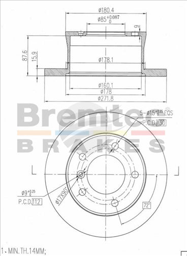 BREMTEC EURO-LINE BRAKE DISC ROTOR MERCEDES SPRINTER BDR10750EL