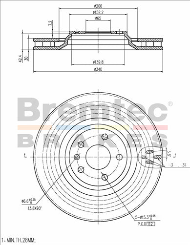 EURO-LINE BRAKE DISC ROTOR BDR40011EL