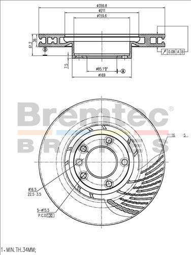 EURO-LINE BRAKE DISC ROTOR PORSCHE CAYENNE S FRONT RIGHT BDR40016REL