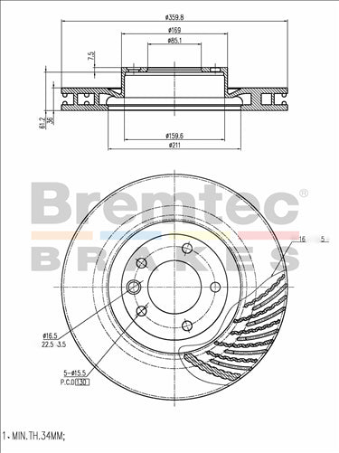 EURO-LINE BRAKE DISC ROTOR PORSCHE CAYENNE S FRONT LEFT BDR40017LEL