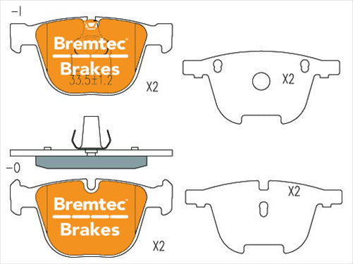PRO-LINE REAR BRAKE PADS SET BMW X5 (E70) 3.0sd, 3.0d, 4.8i BT1345PRO