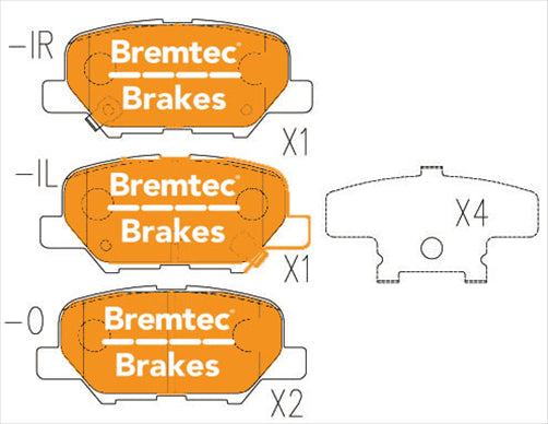 BREMTEC TRADE-LINE BRAKE PAD REAR SET MAZDA6, ATENZA, ASX OUTLANDER BT19430TS